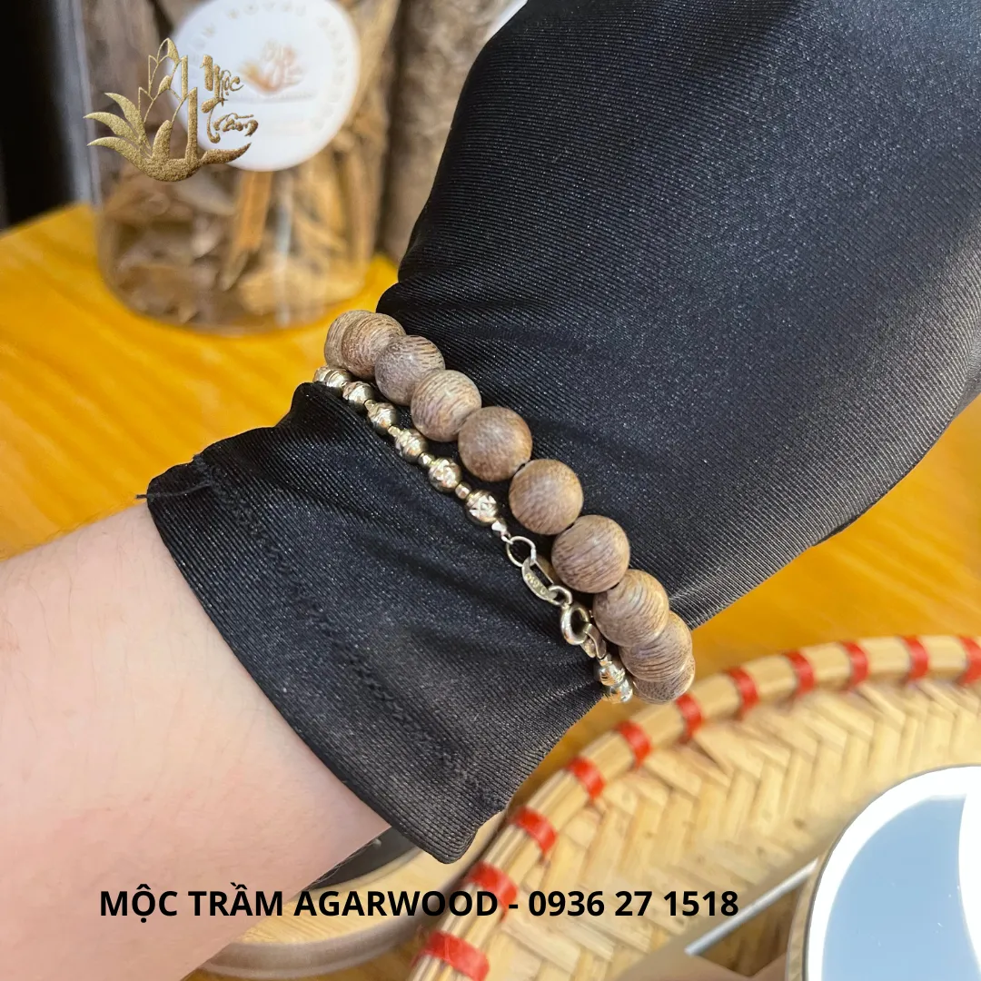 Natural Vietnamese Agarwood Bracelet – 9mm Pearl Beads from Khanh Hoa (Kien Toc Oud)&nbsp;